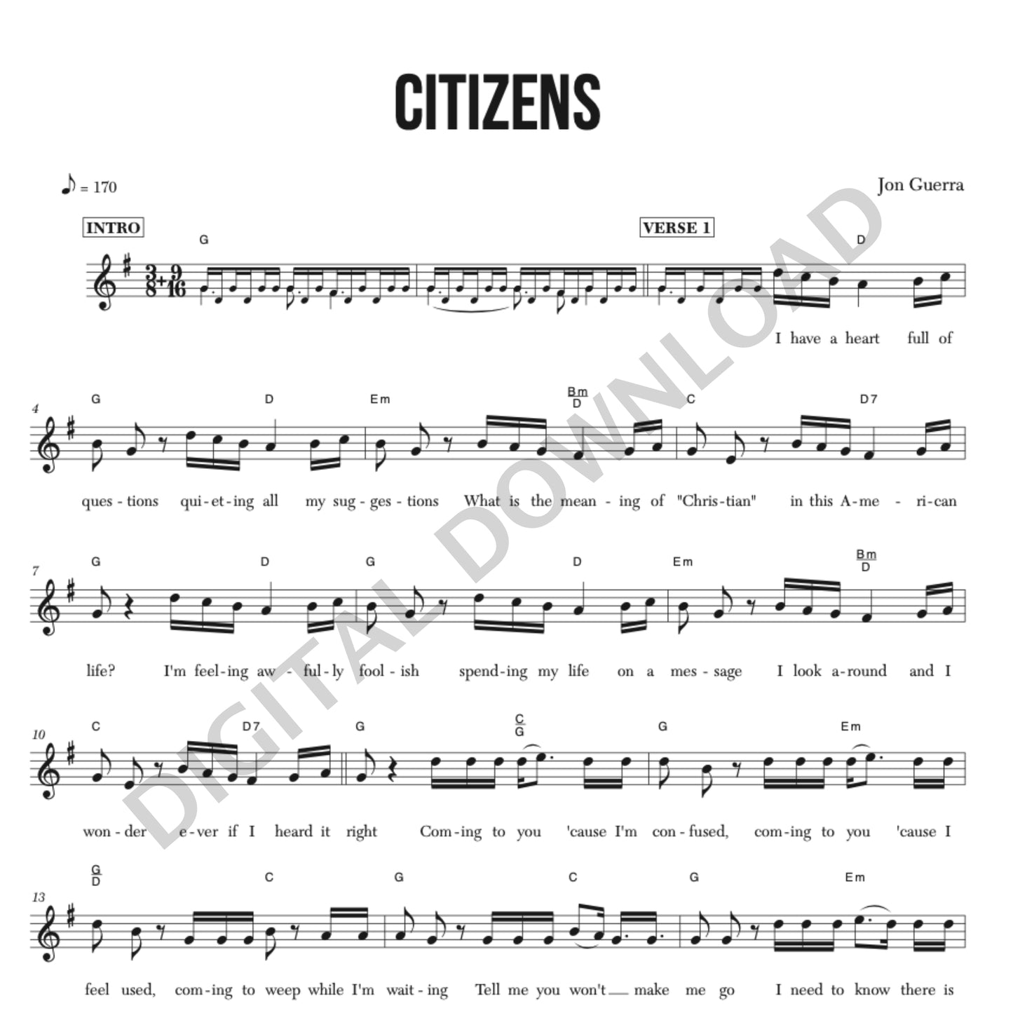 Devotional Music Songbook BEST VALUE! (Complete Set of Jon Guerra's Lead Sheets/Chord Charts - PDF)