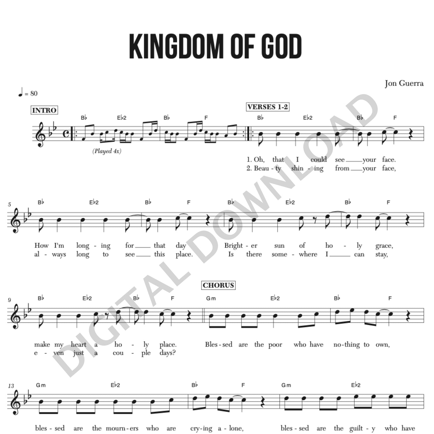 Devotional Music Songbook BEST VALUE! (Complete Set of Jon Guerra's Lead Sheets/Chord Charts - PDF)