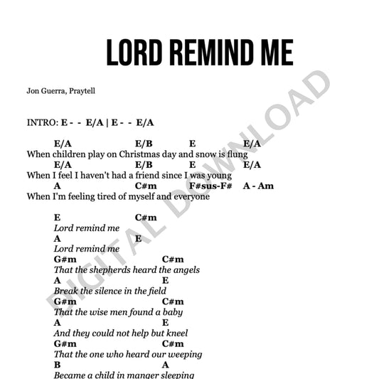 Lord Remind Me - Chord Chart