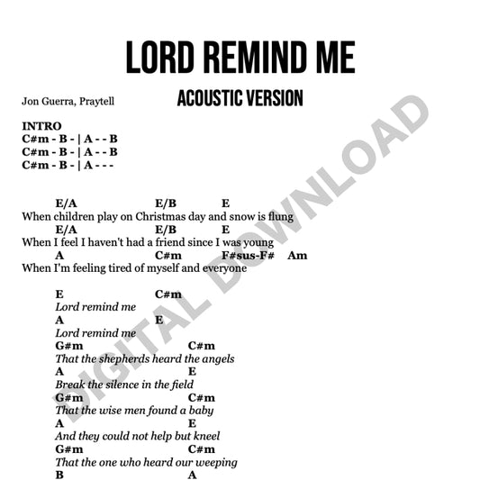 Lord Remind Me (Acoustic Version) - Chord Chart