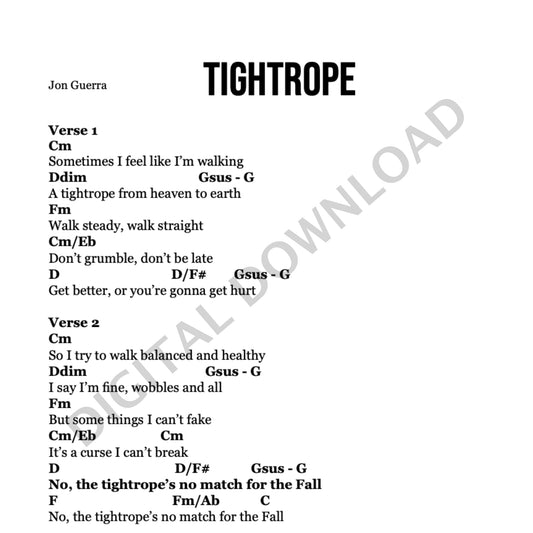 Tightrope - Chord Chart/Lead Sheet
