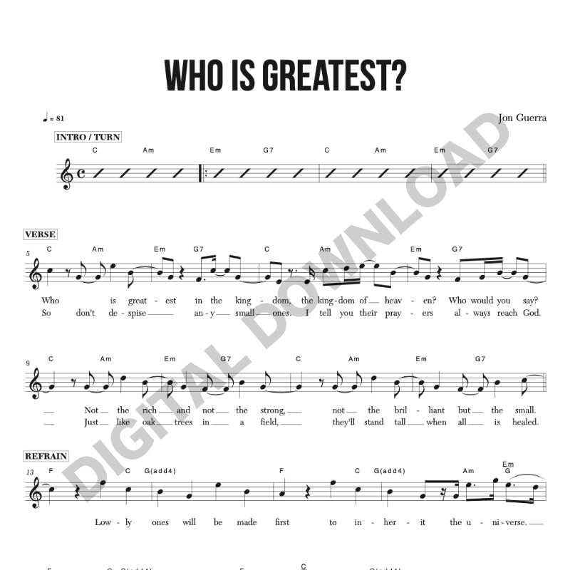 Who Is Greatest? - Chord Chart/Lead Sheet